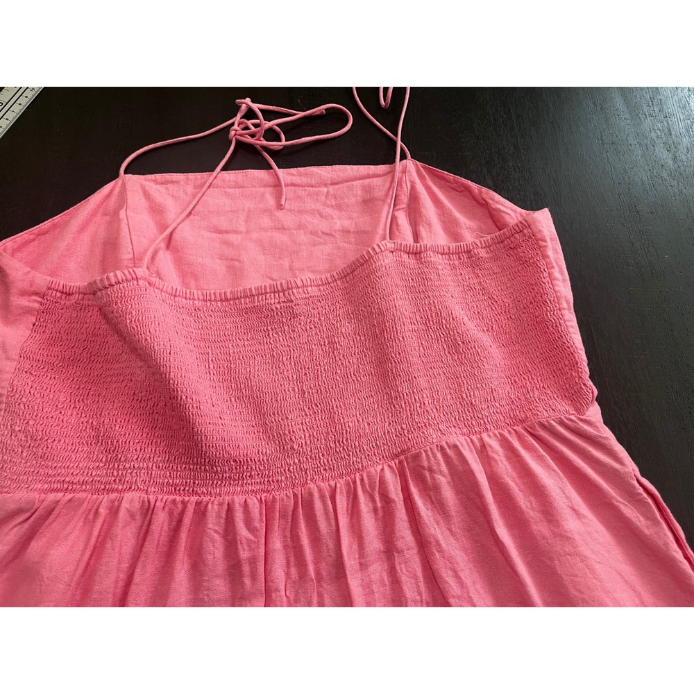 Old Navy Pink Linen Blend Tie Strap Smocked Mini Dress XXL Tall Womens - Picture 8 of 10